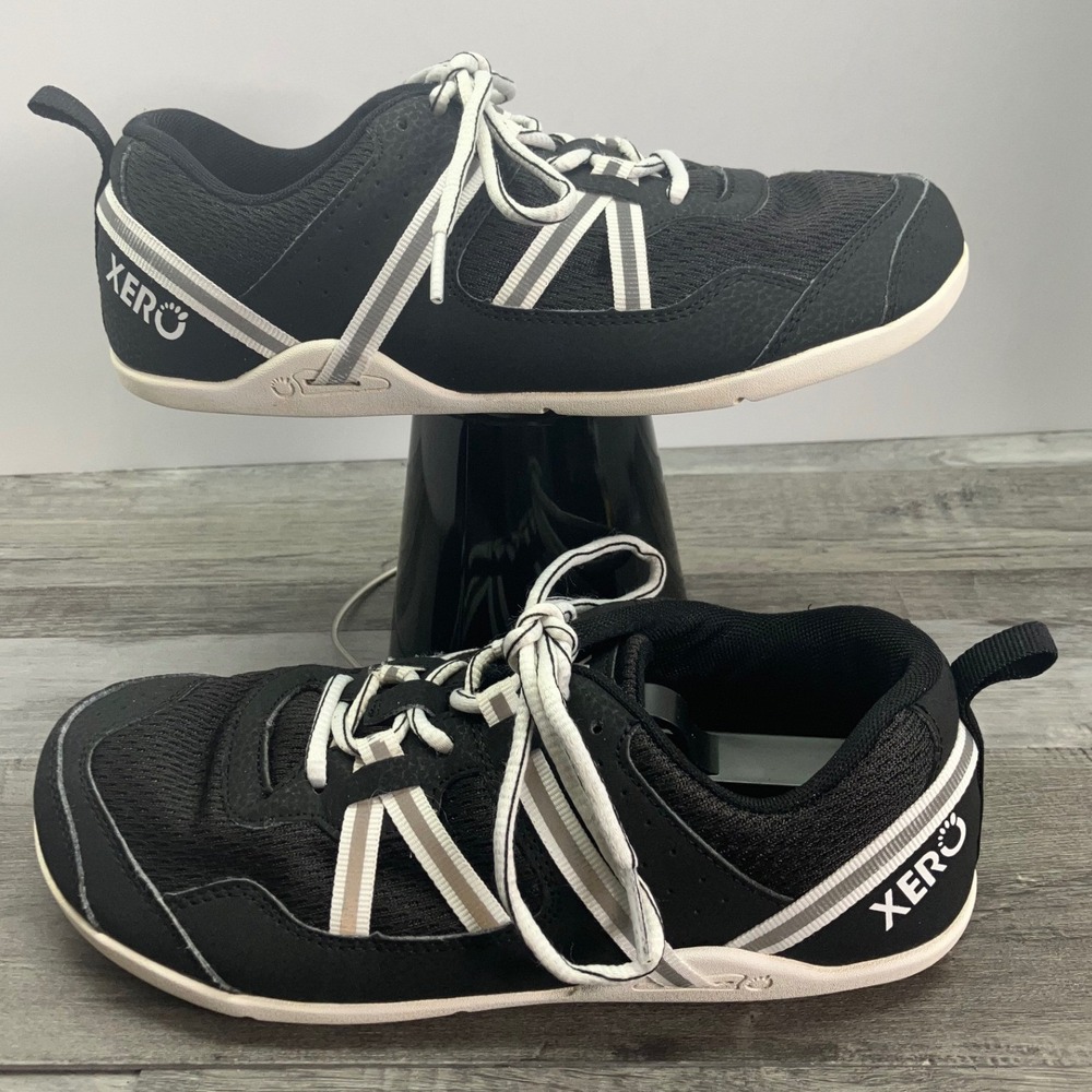 Xero Shoes Women Prio Black White Barefoot Minimalist Running Shoes Size 8 US